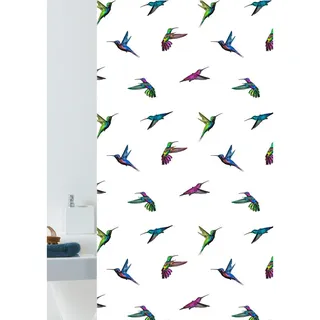 Grund Duschvorhang , Multicolor , Kunststoff , Vogel , 180x200 cm , Oeko-Tex® Standard 100, Made in Europe , Heimtextilien, Badtextilien, Duschvorhänge