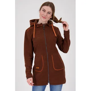 Strickmantel DEPROC ACTIVE "KENNEWICK II LONG", Damen, Gr. 40/42 (M), braun, 100% Polyester, tailliert, gerader Abschluss, Mäntel Strickmantel, außergewöhnlicher Feinstrickmantel mit Kontrastdetails