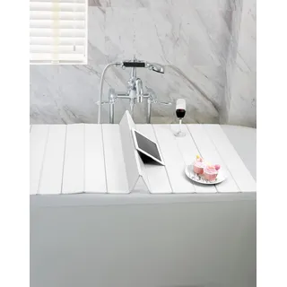 QWORK® Faltbare Badewannenablage Weiß PVC Badewannenbrett für Badezimmer und SPA - 170 x 75cm x 0.7cm