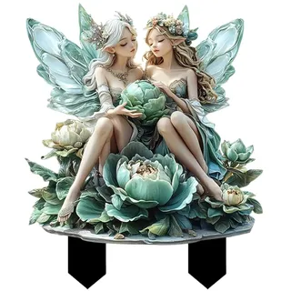 iSpchen Bohemian Feen Blumentopf Figuren, Fairy Garden Miniatur Feen Figuren Elfen Bodenstecker Dekor Schild Miniaturfeen Gartenfiguren Fee Figur Miniatur Elfen Deko für Garten Hof Rasen Dekor Topf