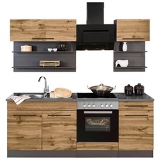 Bild von MÖBEL Küchenzeile »Tulsa«, mit E-Geräten, Breite 210 cm, schwarze Metallgriffe, MDF Fronten,
