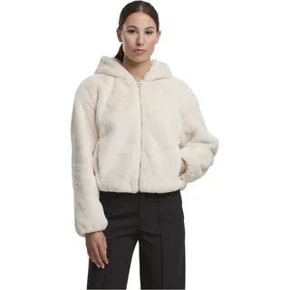 Urban Classics Damen Kapuzenjacke Ladies Full Zip Faux Fur Hoodie, Kapuzenpullover aus Kunstfell mit durchgehendem Reißverschluss, Größen XS - XL