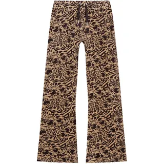 Juicy Couture Damen Lisa Low Rise Pants-Sweathose Trainingshose für Sport Freizeit Fitness mit Tunnelzug aus Velour in versch. Farben Lässige Hose, Botanical Brown AOP, XS