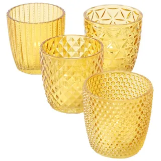 Boltze Teelichthalter Marilu Glas Gelb