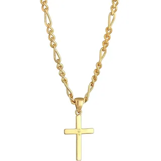 KUZZOI Halsketten - Halskette Herren Figarokette Kreuz 925 Silber - Gr. unisize - in Gold - für Damen