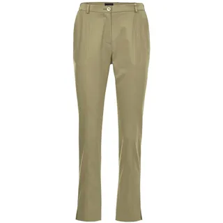 Stoffhose GOLDNER "Kurzgröße Sportive Hose Carla aus trageangenehmen Satin", Damen, Gr. 24, K-Gr, grün (schilf), Obermaterial: 64% Baumwolle CO. 33% Polyester PES. 3% Elasthan EL., normal, Hosen Stoffhose, perfekt sitzende und anschmiegsame Passform