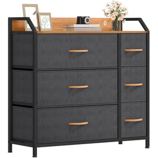 DWVO Kommode mit 6 Schubladen, langlebiger Stoff, Robustes Metallgestell, modern und funktional, ideal für Schlafzimmer, Wohnzimmer, Flur, Kinderzimmer, dunkelgrau