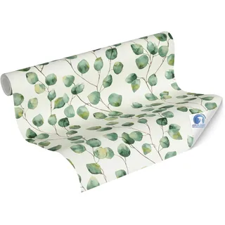 Livingwalls vorgeleimte Vliestapete DESIGNDROP - Tapezieren ohne Kleister - Weiß, Grün - Florale Tapete Made in Germany - 784541