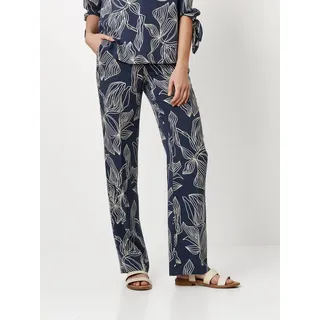 Stoffhose TONI "Luisa", Damen, Gr. 21, K-Gr, blau (deep ocean), Web, Obermaterial: 100% Lyocell, bedruckt, regular fit knöchellang, Hosen Stoffhose, Sommerhose mit All-Over Print