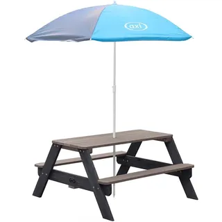 Axi Nick Picknicktisch Anthrazit - Sonnenschirm Blau - Grau 95 x 98 x 49 cm