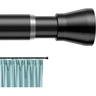 AIZESI Gardinenstange ohne Bohren 113-197cm Teleskopstange Vorhangstange Duschvorhangstange Spannstange Verstellbare Gardinenstange Klemmstange für Gardinen, Badezimmer - Schwarz (Durchmesser 22mm)