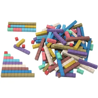 Wissner WISSNER® RE-Wood Rechenstäbe – 100 Stück in 10 Montessori-Farben, nachhaltige Cuisenaire-Stäbe aus Holz, schadstofffrei & stabil
