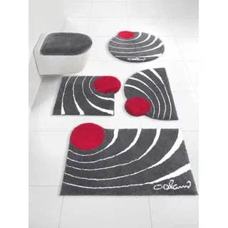 Badematte GRUND Gr. 2, bunt (anthrazit, rot), halbrund (50cm x 80cm ), 1 Stk., Badematten, Badematte