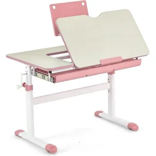 Kinderschreibtisch Höhenverstellbar, Schülerschreibtisch für 3-12 Jahre Kinder - rosa