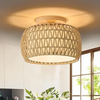 KUOP Boho Deckenlampe Rattan Schlafzimmerlampe Beige 30CM E27