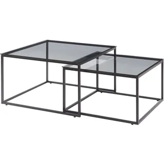 [en.casa] Couchtisch 2er Set Tromlaslo Rauchglas, grau