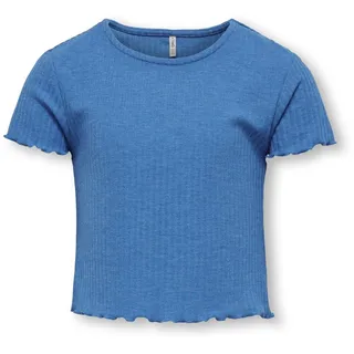 KIDS ONLY T-Shirt »KOGNELLA S/S O-NECK TOP NOOS JRS« mit süßer Wellenkante, blau