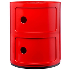 Kartell Componibili, 2 Elements, Rot, Runde Basis