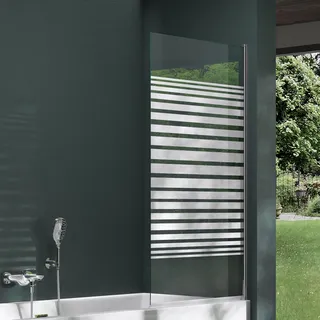 Mai & Mai Duschwand für Badewanne Badewannenwand Sicherheitsglas mit NANO-Versiegelung Badewannentrennwand Badewannenaufsatz 80x140cm teilsatiniert Cortona201