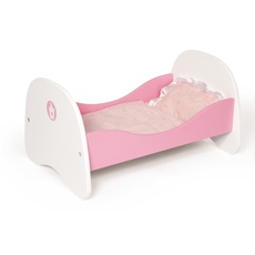 Bayer Design 54201AA Puppenbett aus Holz, mit Bettwäsche, Kissen und Bettdecke, rosa, Klein, 50 x 33 x 26 centimeters