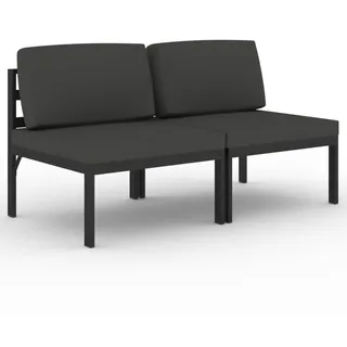 vidaXL Gartensofa 2-Sitzer mit Kissen Aluminium Anthrazit
