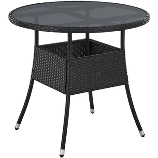 Juskys Yoro Polyrattan Gartentisch rund Ø 80 cm Schwarz