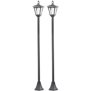 Royal Gardineer Solar Mastleuchte: 2er-Set Solar-LED-Gartenlaternen, PIR-Sensor, Dämmerungssensor, 300 lm (Mastleuchte mit Bewegungsmelder, LED Mastleuchten, Parkplatz)