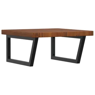 vidaXL Waschtischplatte mit Halterung Stahl und Massivholz Eiche - Braun