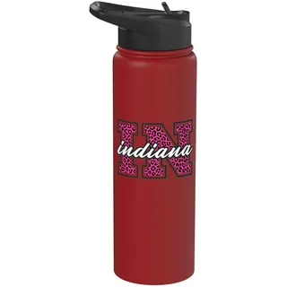 Vintage-Fanbild „Indiana Game Day“ mit Leopardenmuster Stainless Steel Insulated Water Bottle