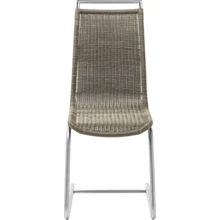 WK Wohnen Freischwinger WK WOHNEN "WK 7400", braun (macchiato, edelstahloptik), B:43cm H:96cm T:58cm, Stühle, Freischwinger, Rundrohrgestell in Edelstahloptik, reißfestes Rattan-Geflecht