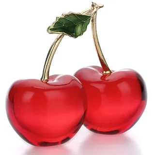 OwnMy Kristallkirschfigur, Kristallkirsche, Ornament, dekorative Obst-Sammelfiguren, klein, funkelnd, Glas, Obst-Briefbeschwerer für Tischdekoration, Heimbüro, Schreibtisch-Dekoration