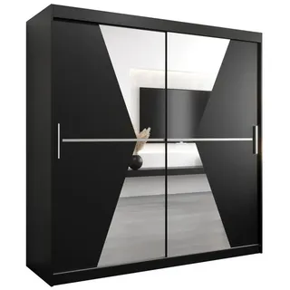Möbel Kryspol Schwebetürenschrank 200/200/62 2-türig , Schwarz , Holz , Nachbildung , 9 Fächer , 200x200x62 cm , Schlafzimmer, Kleiderschränke, Schwebetürenschränke