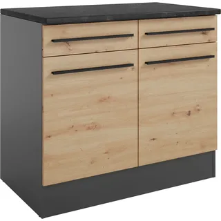 BASIC by Balculina Unterschrank Jazz 100er 100 x 90 x 60 cm Artisan Eiche/Anthrazit