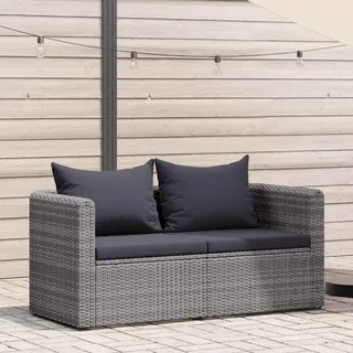 vidaXL Garten-Ecksofas 2 Stk. Grau Poly Rattan - Grau