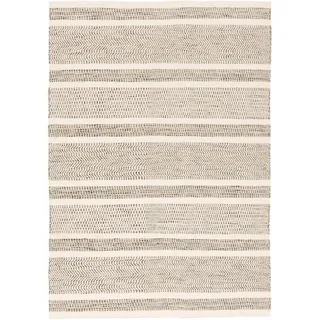 Pergamon Natur Teppich Wolle Rana Streifen , Grau, Creme , Textil , Rechteckig , 140x200 cm , Teppiche und Böden, Teppiche, Schafwollteppiche