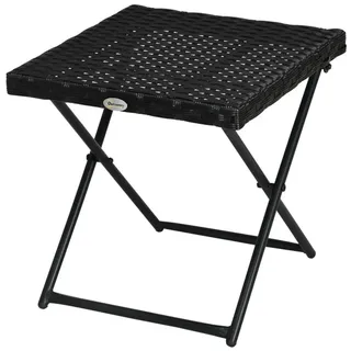 Polyrattan Beistelltisch 40x40x40 cm Schwarz – Klappbarer Balkontisch mit robustem Stahlrahmen & wetterfester Oberfl?che - Schwarz