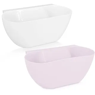 Navaris 2x Auffangschale für Küchenabfälle zum Einhängen - 2er Set Mülleimer Abfall Behälter für Bio Müll - Abfalleimer in Rosa Weiß