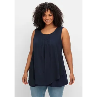 Sheego Longtop »Top mit Chiffon und blickdichtem Jersey«, mit Chiffon und blickdichtem Jersey, blau