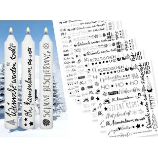 Sugeru 6 PCS Kerzentattoos Weihnachten (200+ Muster) - DIN A5,Wassertransferdruck | DIY asserschiebefolie Kerzen | Kerzenaufkleber Weihnachts Sticker | Kerzen Dekorieren | Ostern,Adventskerze (I)