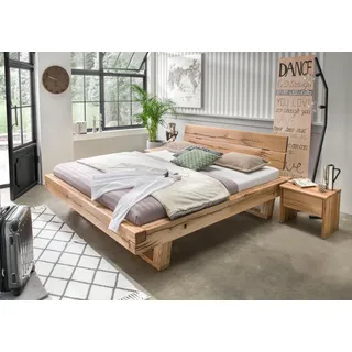 Home Affaire Massivholzbett HOME AFFAIRE "Ultima Balkenbett Doppelbett, Füße mit Kufenform", braun (wildeiche), B:158cm L:228cm, Betten, Massivholzbett, Massivholz, Skandinavisches Design, Robust, stabil, FSC zertifiziert