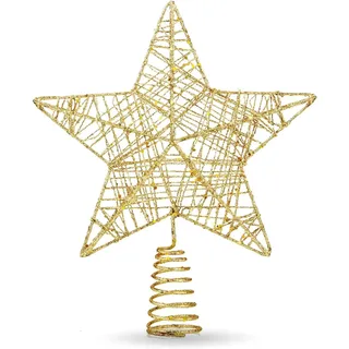 Weihnachtsbaum Spitze Stern, 1 Stück Weihnachtsbaum Spitze Stern Gold, Glitzernde Baum Ornament Tannenbaum Decoartion, für Tannenbaum Tannenbaumspitze Weihnachten