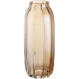 Große bernsteinfarbene Glasvase für Blumen, gerippt, hoch, goldfarben, Bodenvase, 32 cm, dekorative Vasen für Zuhause, Tischdekoration, Blumendekoration und Bauernhaus (braun, 32 cm)