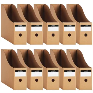 Shodiffy Zeitschriftenhalter Kraftpapier A4 ,10 Stück Zeitschriftensammle Aktenhalter Schreibtisch Stehsammler Pappe Schreibtisch Organizer für Datei Ordner Schreibwaren Bürobedarf (Braun)