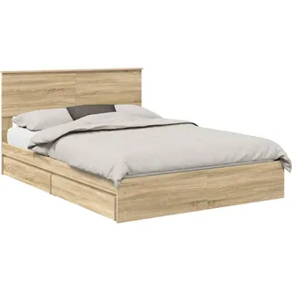 vidaXL Aufbewahrungsbett Sonoma-Eiche 140 x 200 cm Holzwerkstoff - Braun