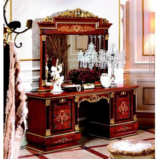 Schminktisch Spiegel Luxus Klasse Konsole Kommode Schlafzimmer Barock Rokoko E38 - Rot