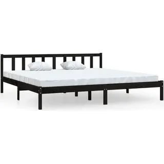 vidaXL Massivholzbett Schwarz Kiefer 200x200 cm - Schwarz