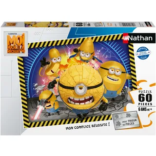 Nathan - Kinderpuzzle - 60 Teile - Die Mega Minions - Ich - Einfach Unverbesserlich 4 - Mädchen oder Junge ab 6 Jahren - Hochwertiges Puzzle - Dicker und Stabiler Karton - Abenteuer - 12001096