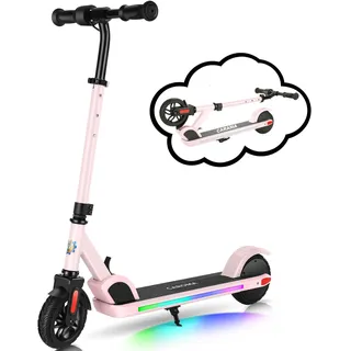 Caroma Elektroroller für Kinder von 6-12 Jahren, 150W Motor | 16 km/h, 12km Reichweite E Scooter, Faltbarer E Roller mit Bunte Leuchten & LED-Display, Einstellbare Geschwindigkeit & Höhe
