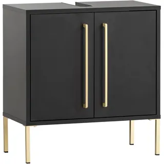Schildmeyer Waschbeckenunterschrank 152627, schwarz/Gold, 61,2 x 57,1 x 30,1 cm
