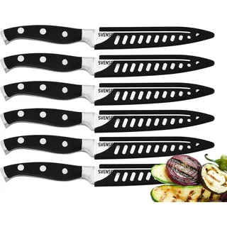 Svensbjerg Steakmesser-Set, Wellenschliff, Edelstahl Steakmesser, Pizzamesser, Grillmesser, 6-teilig | SB-SK101 (Steakmesserset SB-SK201)